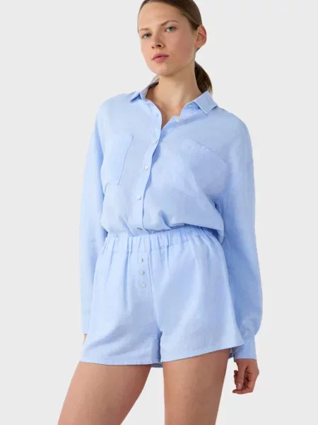 Льняная пижама Etam голубая