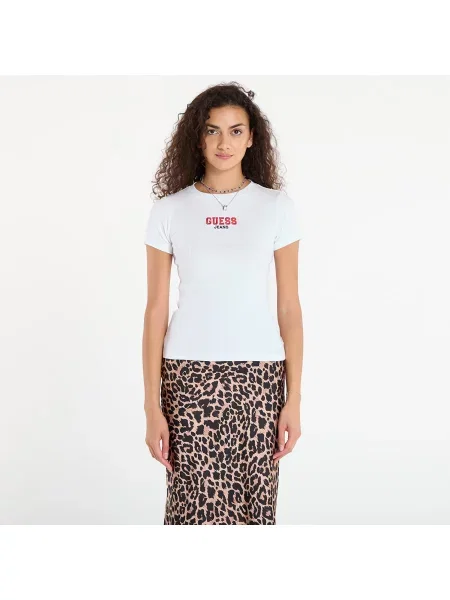 Koszulka Guess Jeans Ss Cn Slim Rib Em White L biała