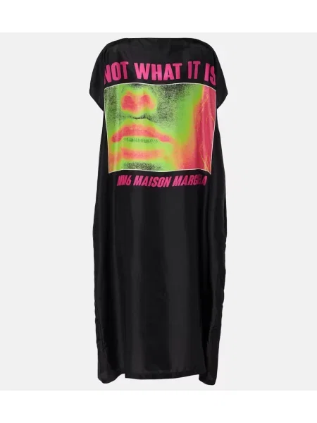 Rochie maxi Mm6 Maison Margiela de mătase de costum negru