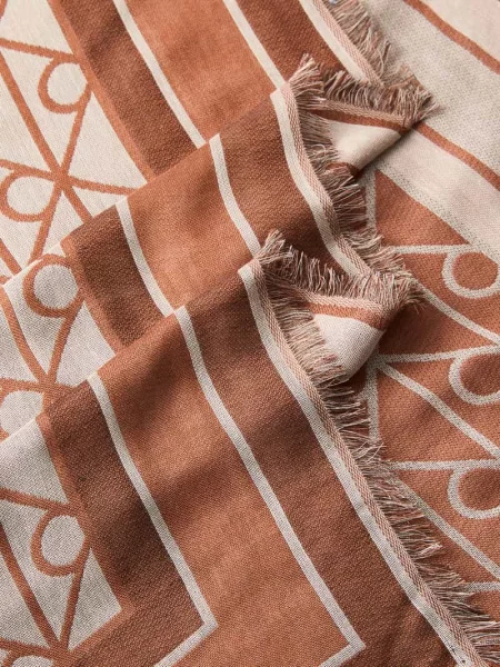 Chusta z modalu z wzorem z logo na całej powierzchni Ck Calvin Klein beżowa