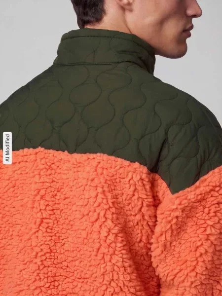 Bluza z kontrastową pikowaną wstawką z nylonu Polo Ralph Lauren pomarańczowa