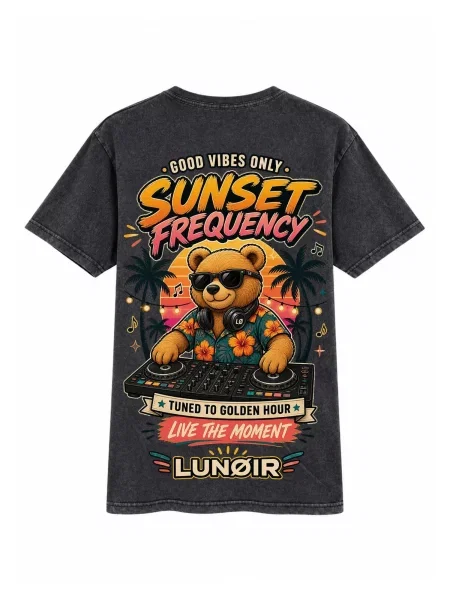 LUNØIR Studio Majica Sunset Frequency' crna