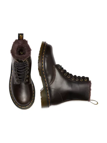 Кожаные утепленные ботинки Dr. Martens на платформе коричневые