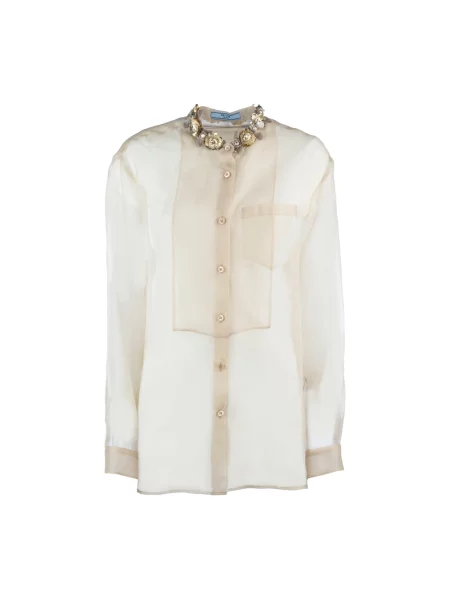 Koszula Prada z organzy beżowa
