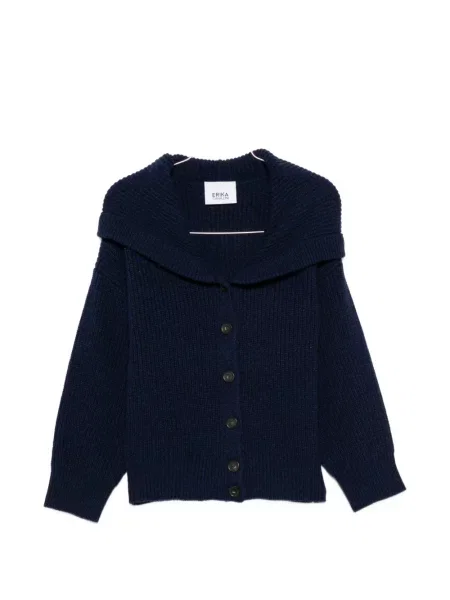 Cardigan Erika Cavallini tricotate cu glugă albastru