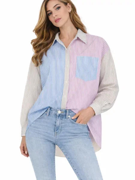 Cămașă Fashion cu dungi alb