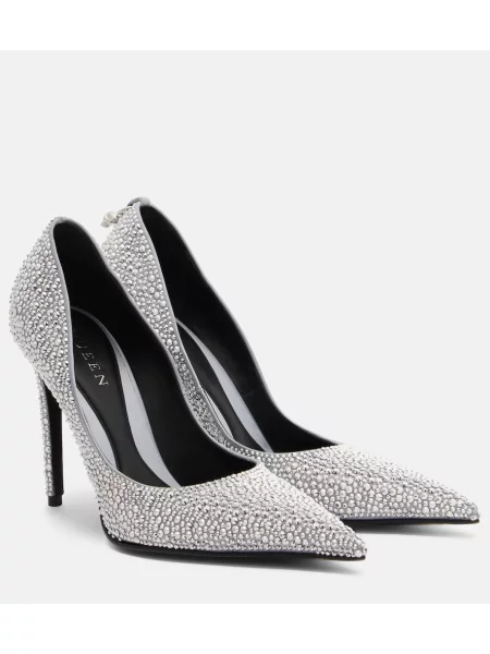 Pantofi cu toc Mcqueen din satin cu tepi