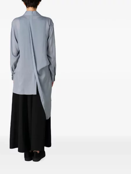Ασύμμετρο πουκάμισο Yohji Yamamoto ντραπέ μπλε