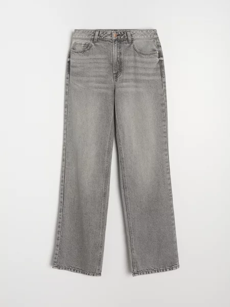 Джинси широкого крою з високою талією сірий