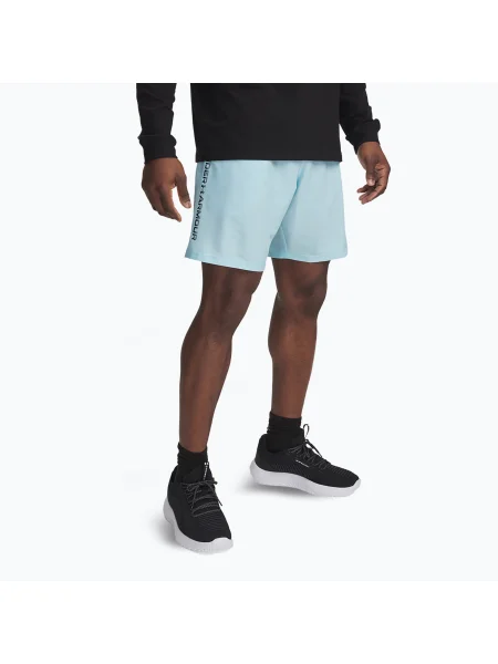 Мъжки шорти за тренировка Under Armour Woven Wordmark stream/black черно