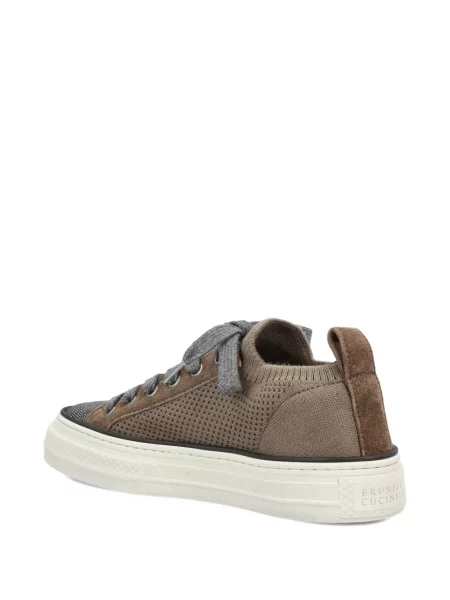 Πλεκτά sneakers Brunello Cucinelli με κορδόνια καφέ