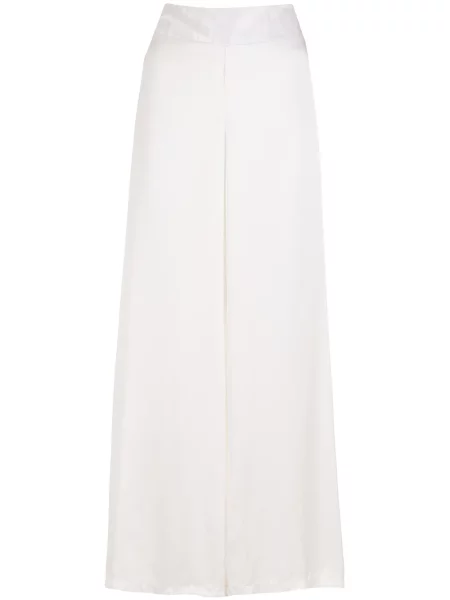 Pantaloni Amir Slama de mătase alb