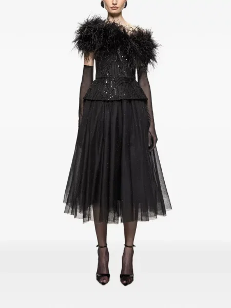 Rochie midi Nissa din tul negru