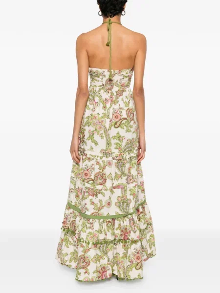 Rochie maxi Philippa 1970 cu model floral cu imagine alb