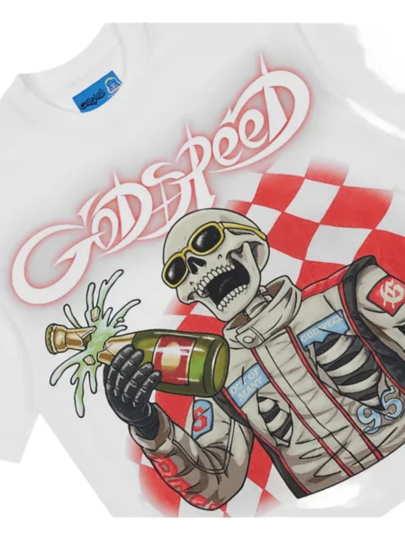 Tricou Godspeed cu imagine alb
