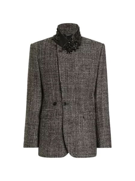 Geacă Dolce & Gabbana de lână cu model pepito negru