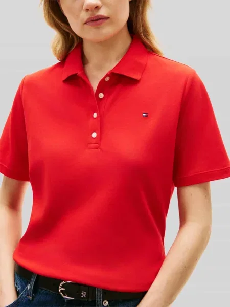 Koszulki polo o kroju regular fit z mieszanki bawełny Tommy Hilfiger czerwona