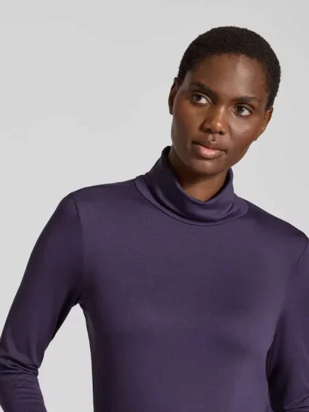 Bluzka z długim rękawem o kroju slim fit z elastycznej mieszanki model Liana' Free/quent fioletowa
