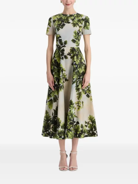 Rochie midi Oscar De La Renta cu imagine verde