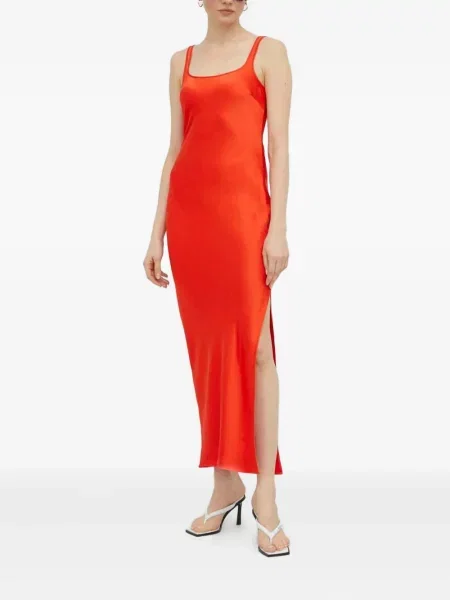 Rochie midi Samsøe Samsøe până la genunchi cu crăpătură de costum roșu