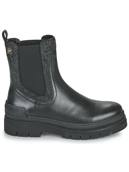 Pantofi Tommy Hilfiger din fetru negru