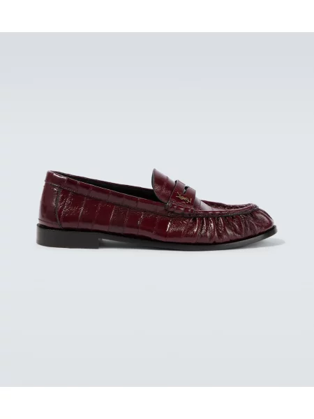 Usnjene loaferke Saint Laurent bordo