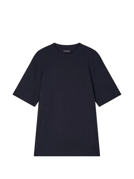 Tricou Emporio Armani cu broderie din crep albastru