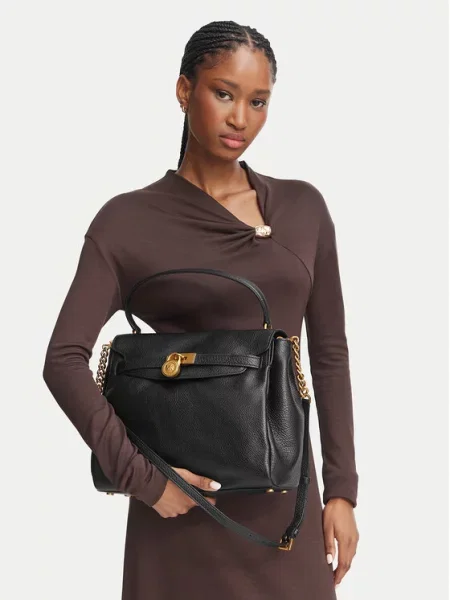MICHAEL Michael Kors Kabelka Michael Kors Sac à main Cuir Hamilton Moderne Grand Rabat Noir' černá