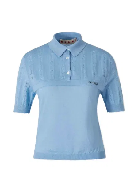 Tricou polo Marni tricotate albastru