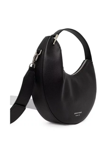Кожена хобо чанта Emporio Armani черно