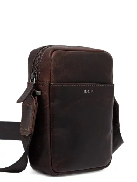 Kožna crossbody torba Joop! s autogramom smeđa