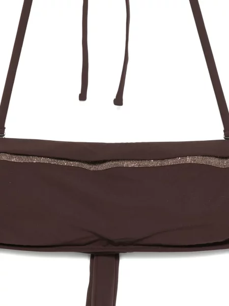Bikini Brunello Cucinelli cu legături cu mărgele maro