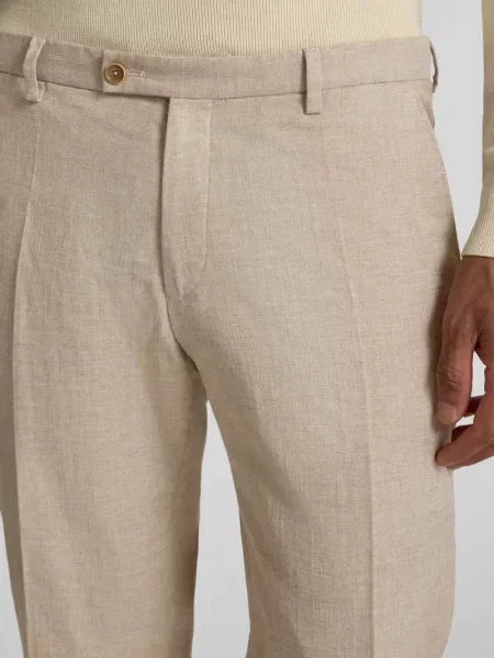 Spodnie do garnituru o kroju slim fit z efektem melanżowym model ‘Paco’ Cg - Club Of Gents beżowe