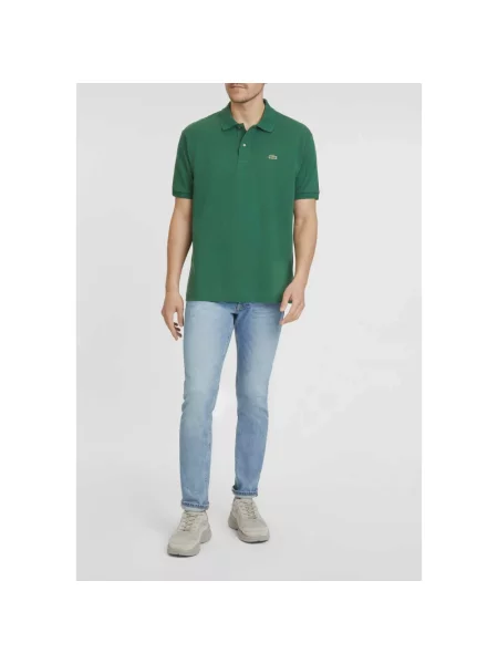 Lniana koszulka polo Lacoste z logo w miejskim stylu zielona