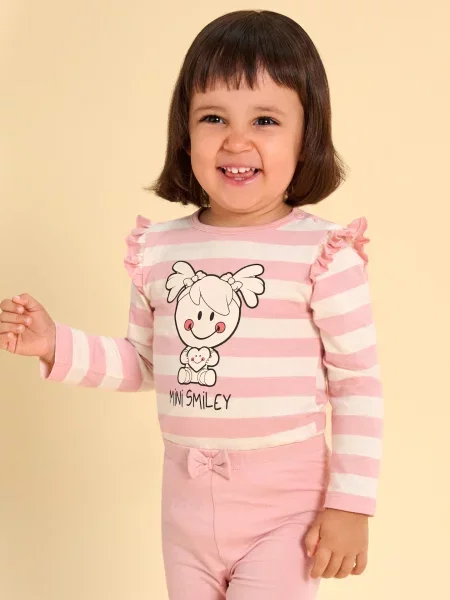 Sinsay body s volánky Mini Smiley® krémová