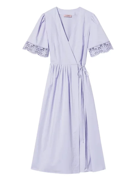 Sukienka Twinset koronkowa kopertowa garniturowa fioletowa