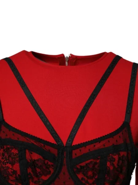 Rochie midi Dolce & Gabbana din dantelă roșu