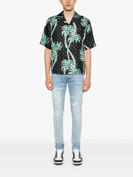 Skinny jeansy skinny Amiri z logo niebieskie