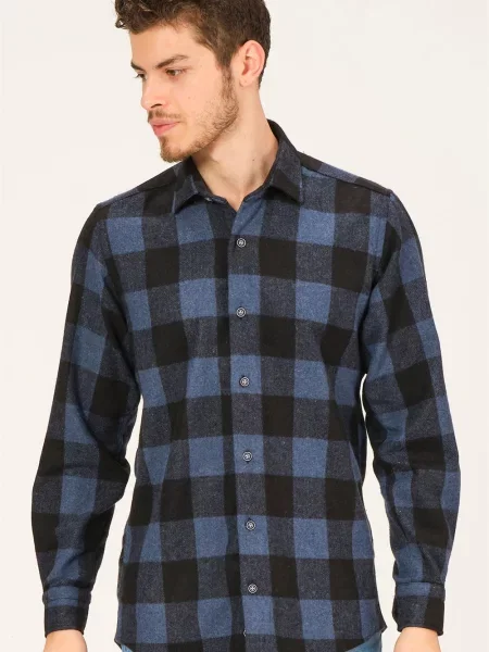 Karirasta srajca Dewberry siva