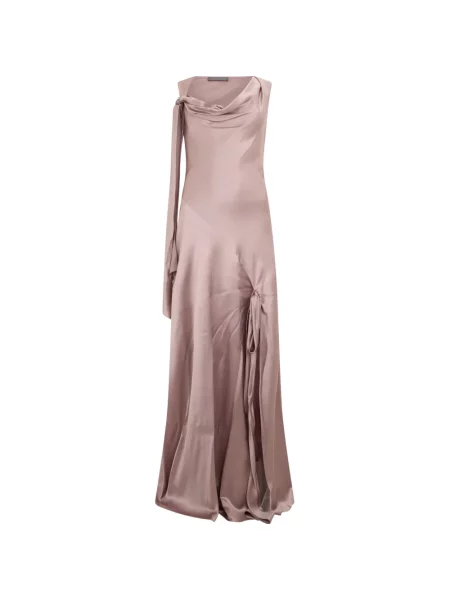 Rochie maxi Alberta Ferretti de mătase roz