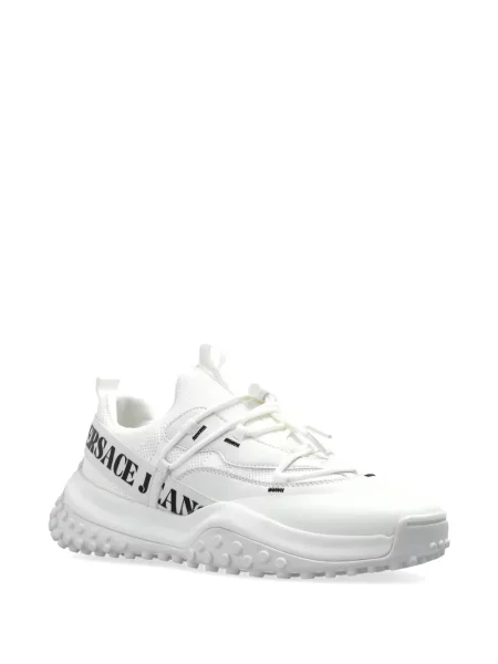 Sneakerși Versace Jeans Couture cu șireturi din dantelă cu autograf alb