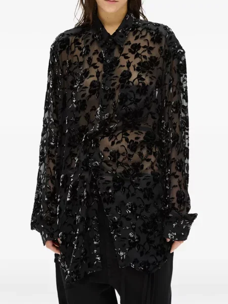 Cămașă Ann Demeulemeester cu model floral negru