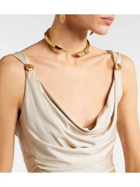 Rochie Versace cu volane din jerseu bej