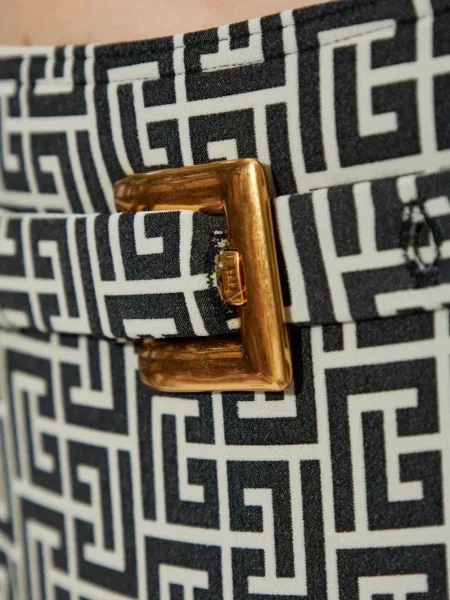 Bikini Balmain cu imagine cu imprimeu geometric negru