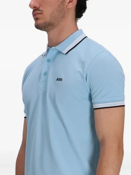 Tricou polo Boss cu autograf albastru