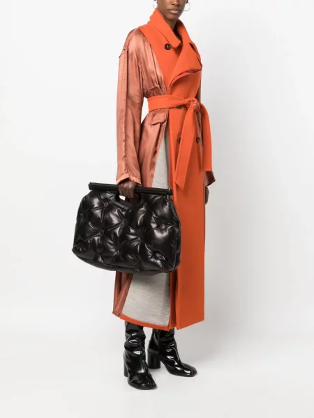 Kožená kožená taška Maison Margiela černá