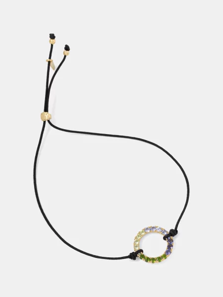 Pozlačena srebrna zapestnica Tous črna