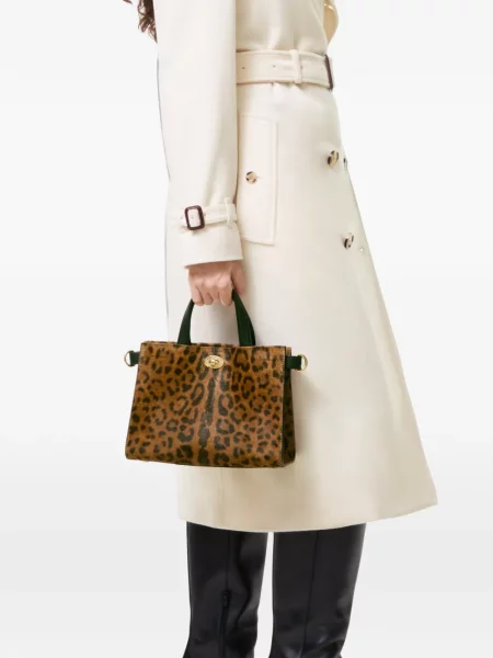 Geantă shopper Burberry cu imagine cu model leopard maro