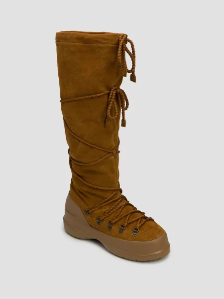 Zamszowe Buty Zimowe Moon Boot Luna Boot Extra Suede brązowe