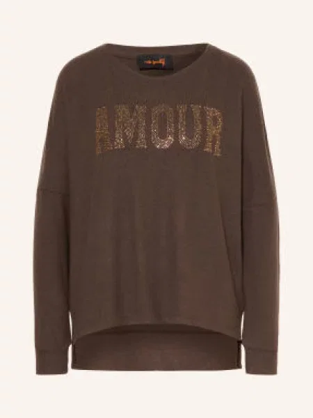 Miss Goodlife Sweter Oversize Z Kamieniami Ozdobnymi braun
